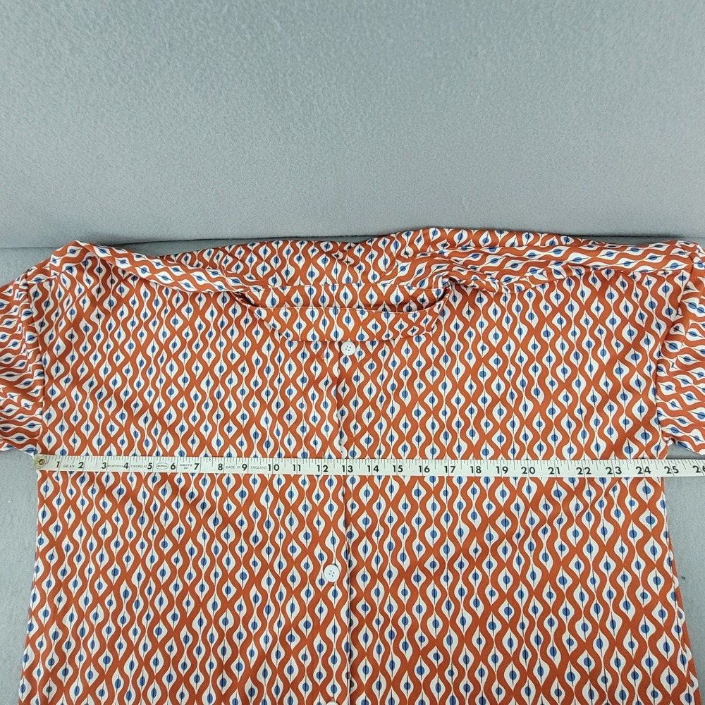 Geometric Print Maxi Shirt Dress Women OS Orange Blue Excellent Belted - XL - Picture 6 of 11
